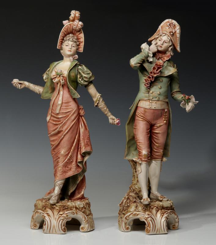 A PAIR OF ROYAL DUX PORCELAIN FIGURES CIRCA 1900