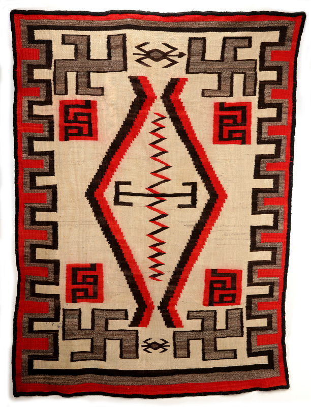 A CIRCA 1940s NAVAJO GANADO WEAVING - AS FOUND