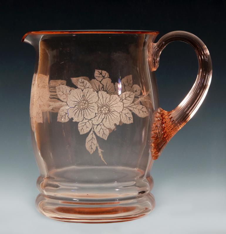 A MacBETH-EVANS 'DOGWOOD' DEPRESSION GLASS PITCHER