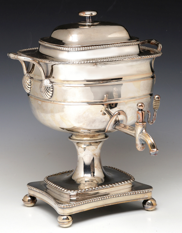 A REGENCY OLD SHEFFIELD PLATE HOT WATER URN