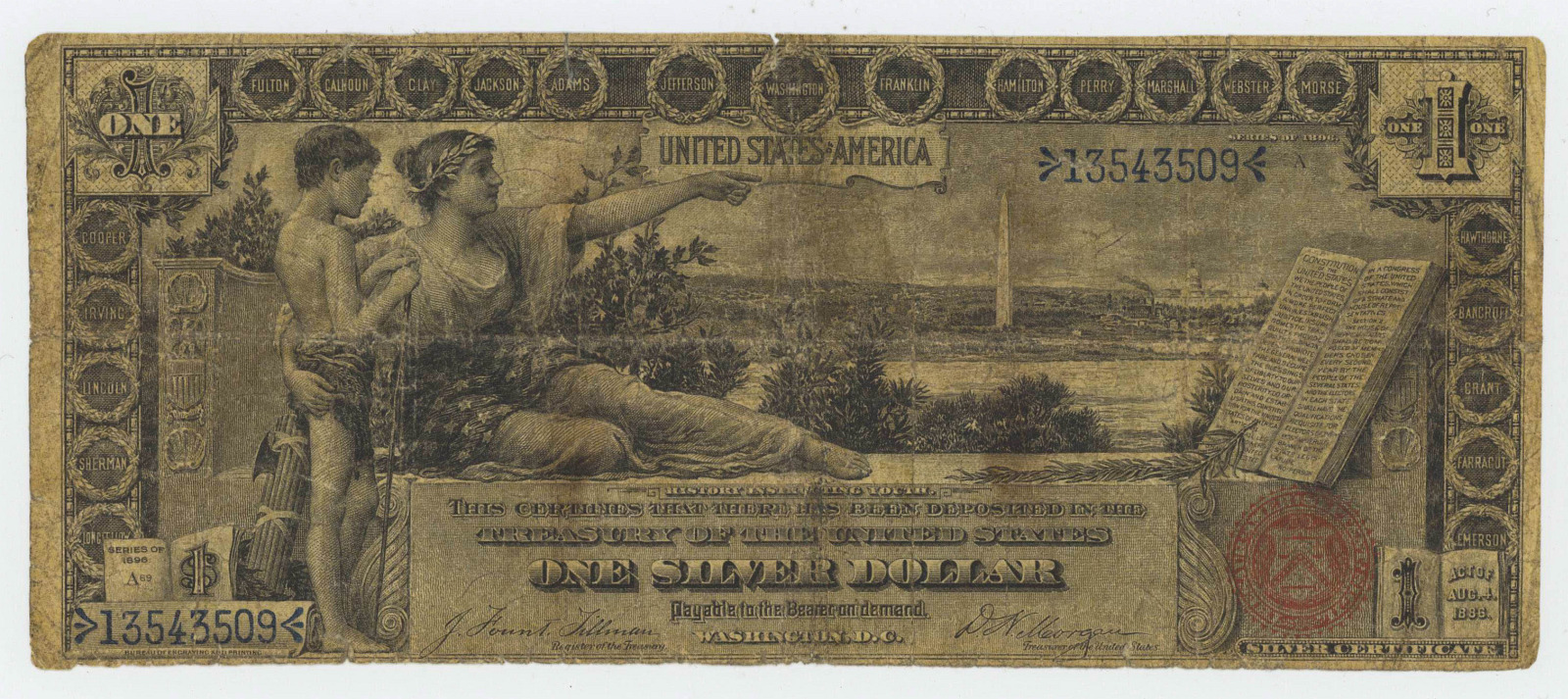 1896 ONE DOLLAR SILVER CERTIFICATE EDUCATIONAL