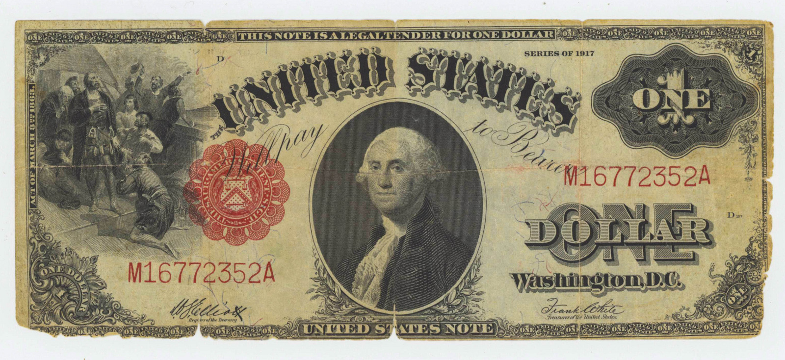 1917 ONE DOLLAR LEGAL TENDER NOTE COLUMBUS