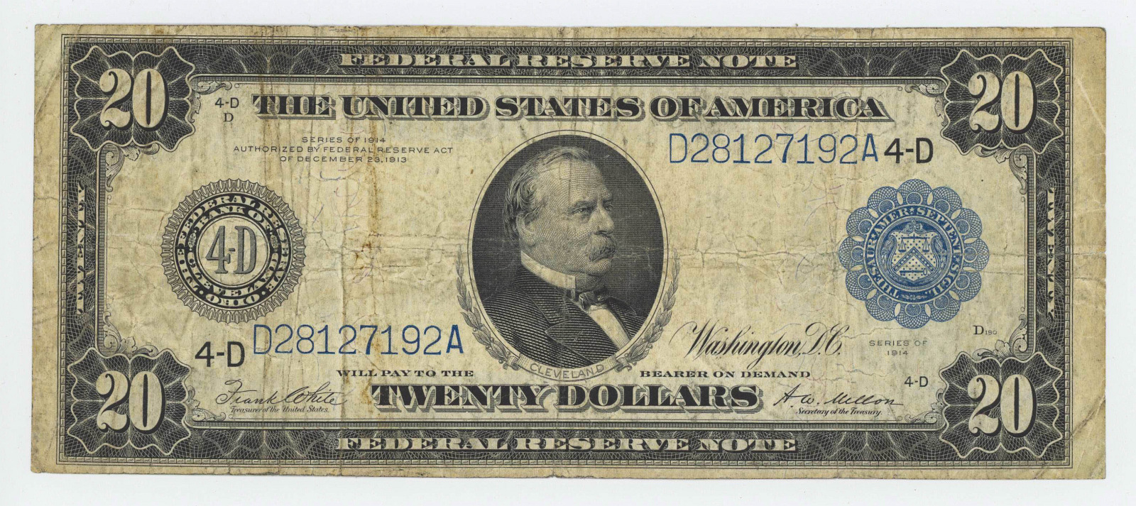 1914 TWENTY DOLLAR FEDERAL RESERVE NOTE CLEVELAND