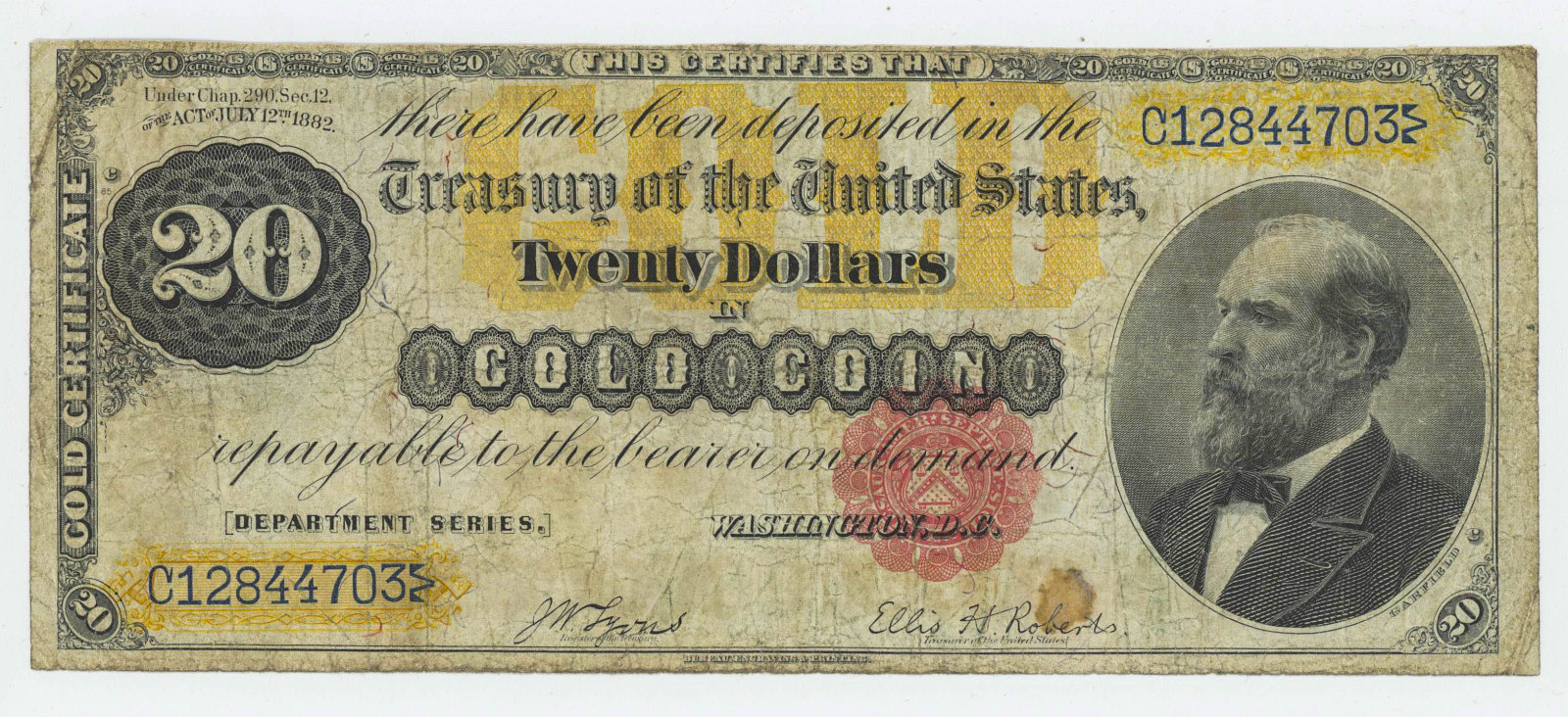 1882 TWENTY DOLLAR GOLD CERTIFICATE