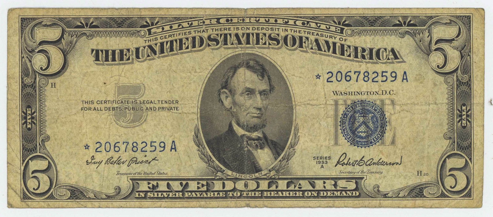 1953 FIVE DOLLAR STAR NOTE