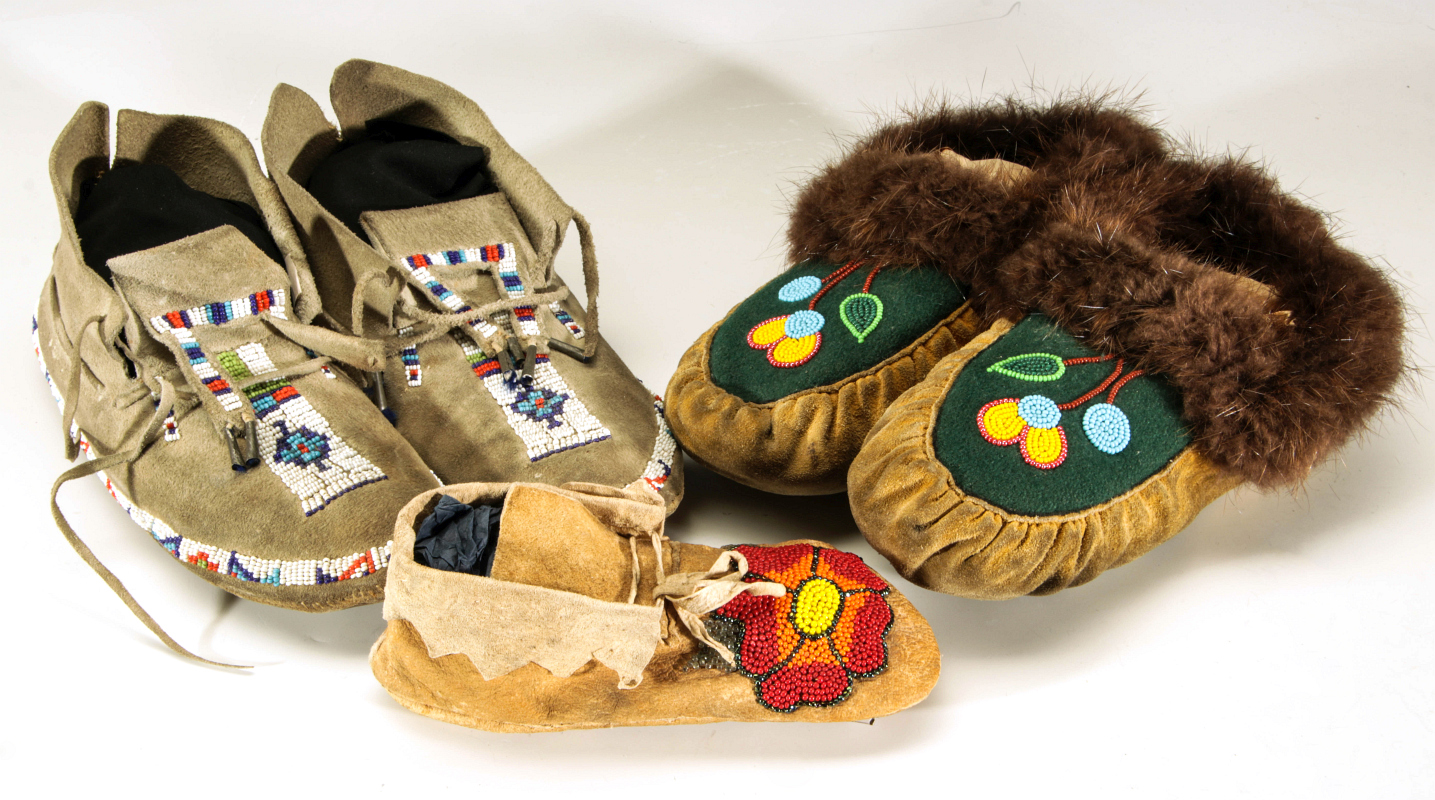 ESKIMO AND CHEYENNE BEADED MOCCASIN PAIRS