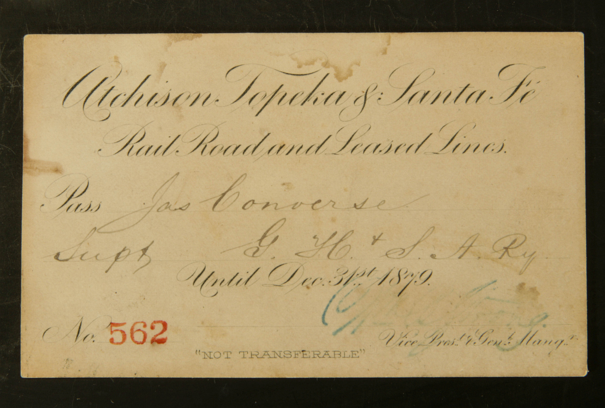 AN 1879 ATCHISON, TOPEKA & SANTA FE RAILROAD PASS