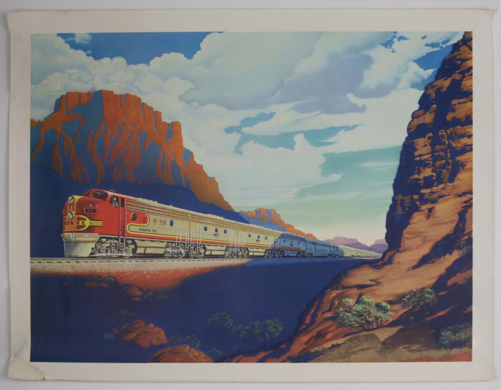 CIRCA 1940s SANTA FE RR POSTER AFTER VICTOR BEALS