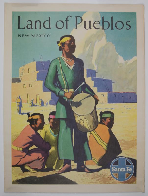 A CIRCA 1950s SANTA FE RAILROAD ADVERTISING POSTER