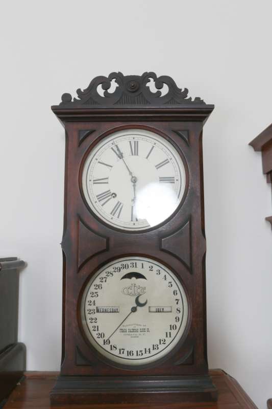 ITHACA FARMER'S NO. 10 DOUBLE DIAL CALENDAR CLOCK