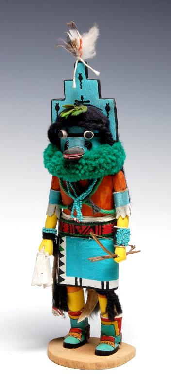 A LATE 20TH C. KACHINA DOLL SIGNED RODNEY BANASHLE