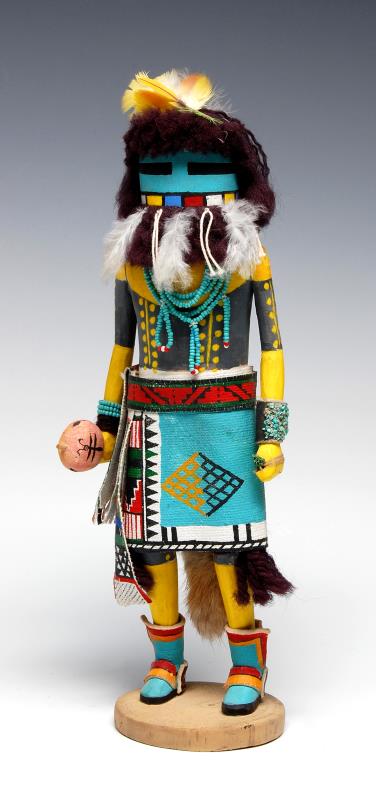 A LATE 20TH C. KACHINA DOLL SIGNED RODNEY BANASHLE