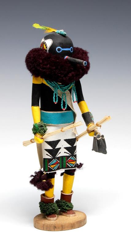 A LATE 20TH C. KACHINA DOLL SIGNED RODNEY BANASHLE