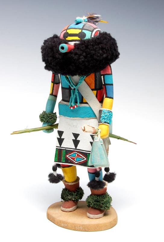 A LATE 20TH C. KACHINA DOLL SIGNED RODNEY BANASHLE