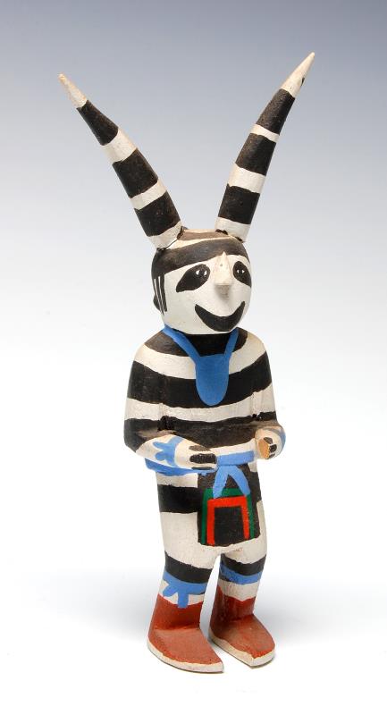 A 20TH C. KOSHARI CLOWN KACHINA ATTRIBUTED JIMMY K