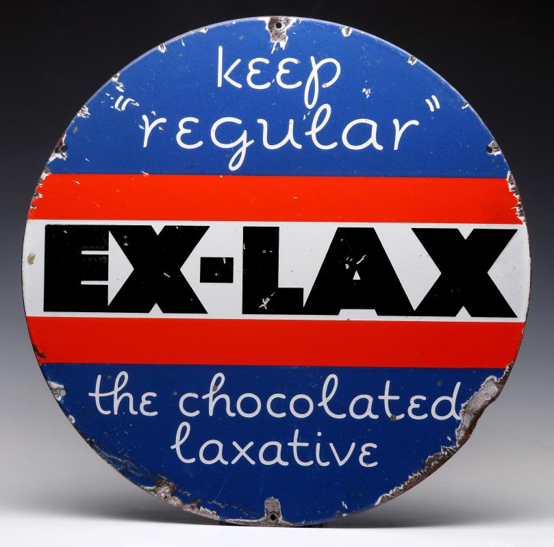 A SCARCE FOUR-COLOR EX-LAX PORCELAIN ADVERTISING