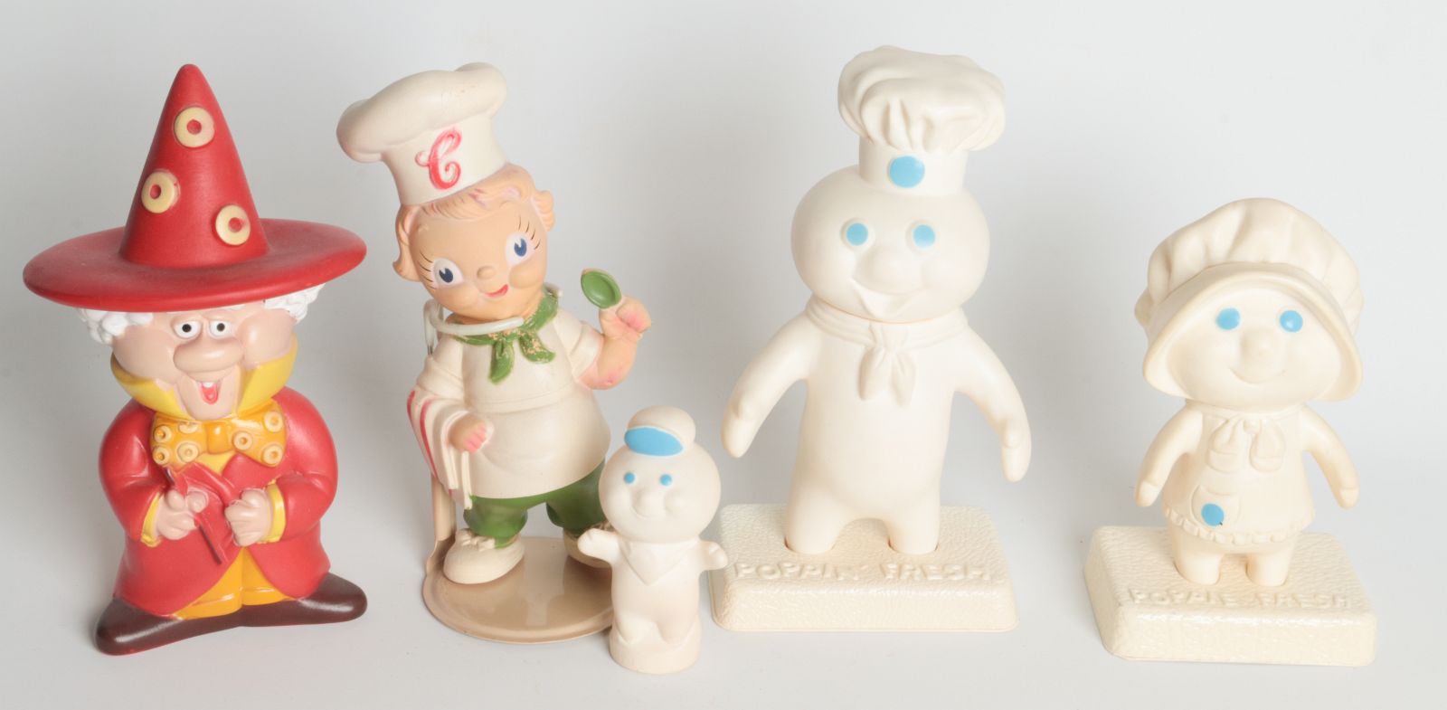 FIVE VINYL FOOD MASCOT FIGURES