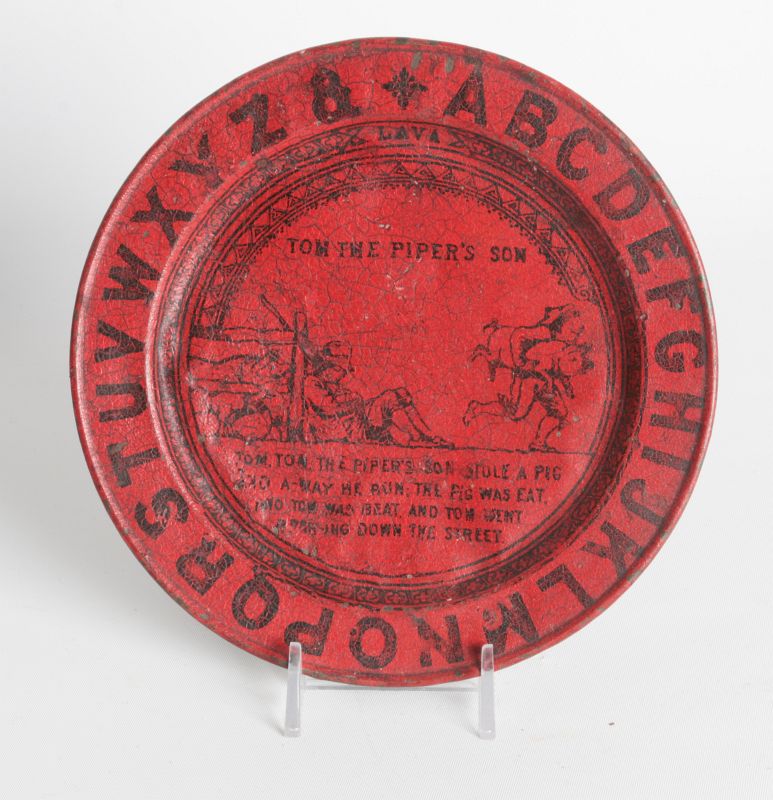 A TIN LITHO NURSERY RHYME ABC PLATE