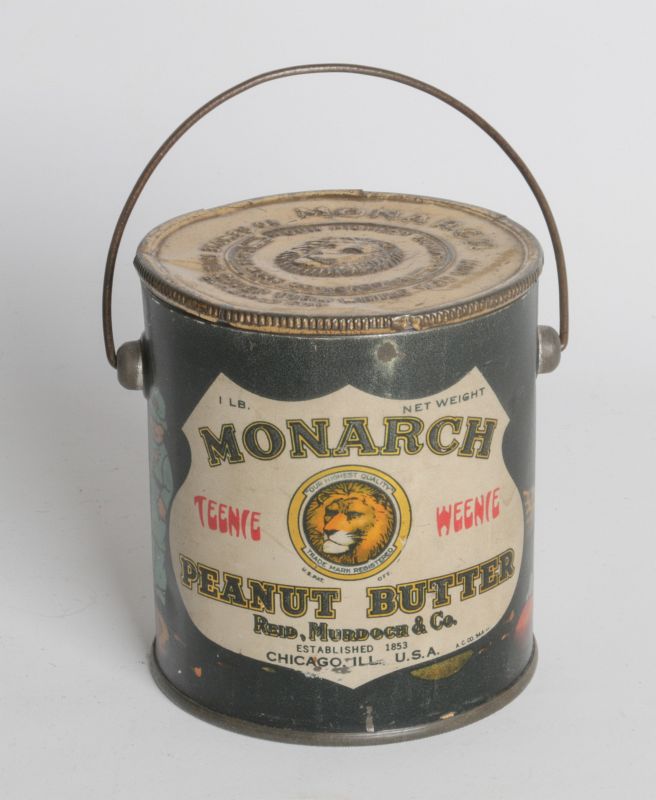 MONARCH PEANUT BUTTER TIN LITHO HANDLED TIN
