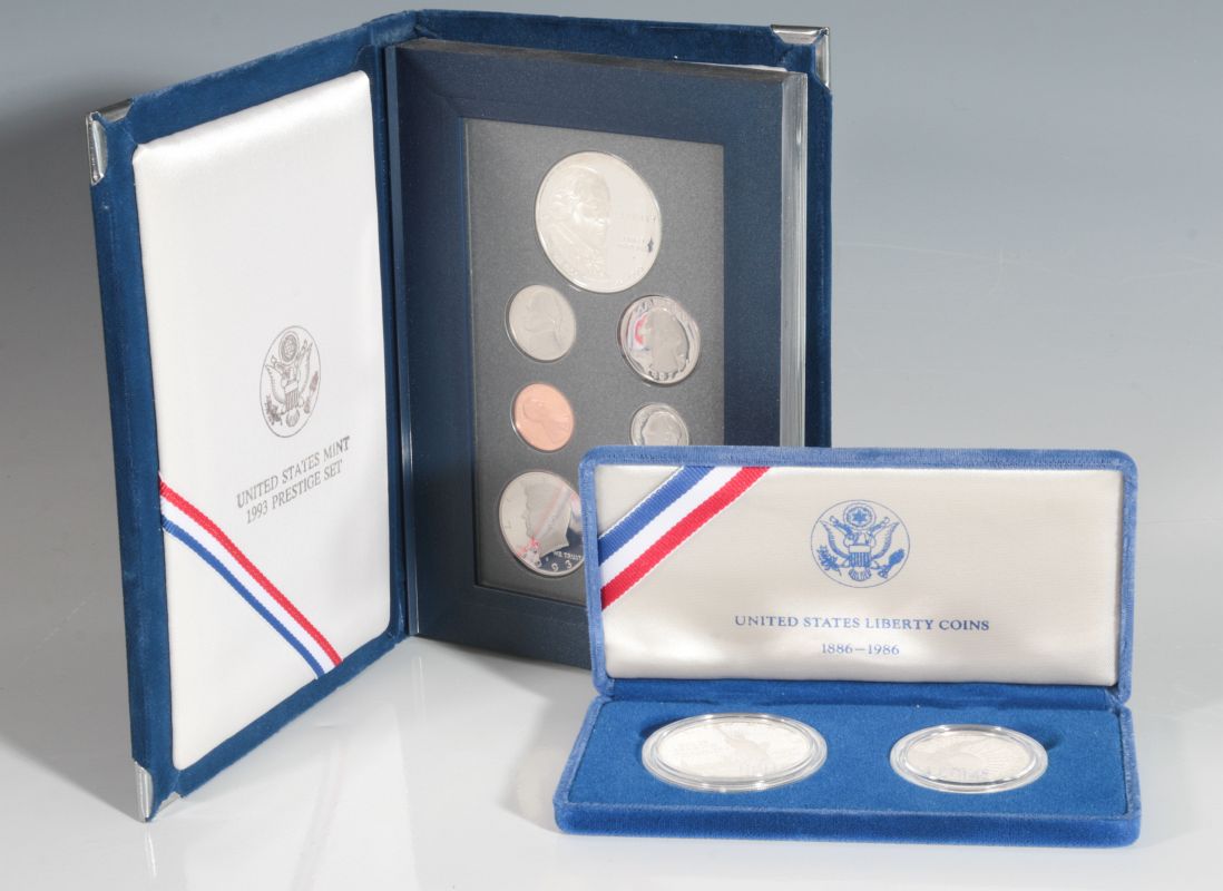 1986 LIBERTY SILVER DOLLAR, '93 PRESTIGE PROOF SET