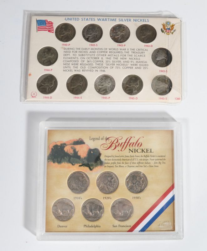 US WARTIME SILVER NICKELS, BUFFALO NICKEL SETS