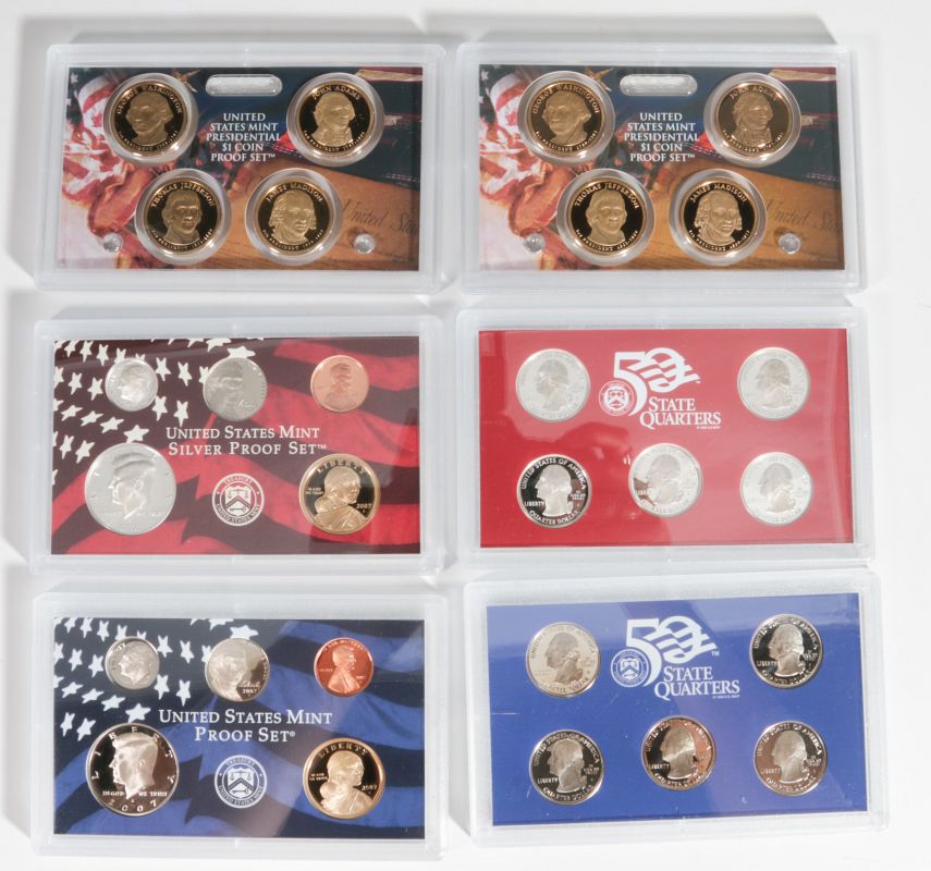 US MINT PROOF SETS, DOLLARS, QUARTERS, ETC