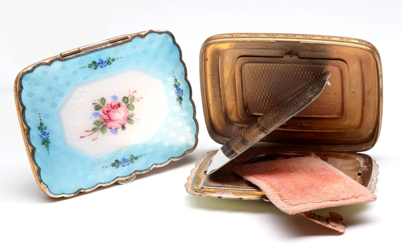 TWO VINTAGE GUILLOCHE ENAMEL COMPACTS