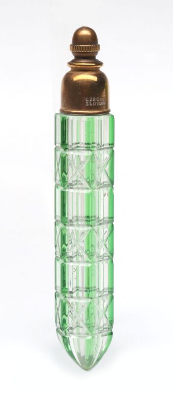 A CUT CRYSTAL PERFUME VIAL SIGNED CZECHOSLOVAKIA