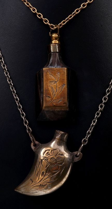 TWO ANTIQUE PERFUME PENDANTS