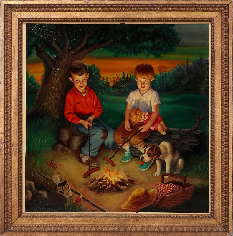 LLOYD ROGNAN (1923-2005) OIL ON BOARD, AND STUDY