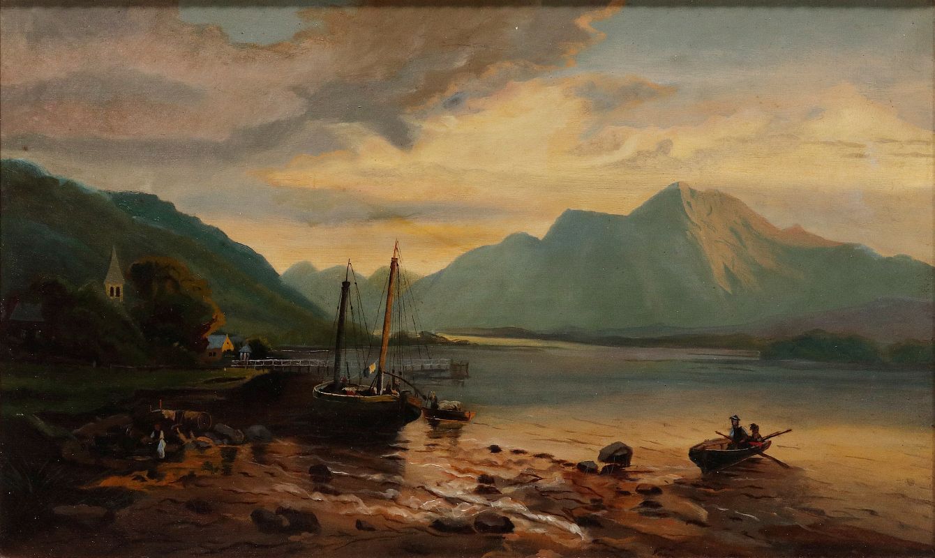 A 19TH CENTURY OIL ON CANVAS EUROPEAN LANDSCAPE