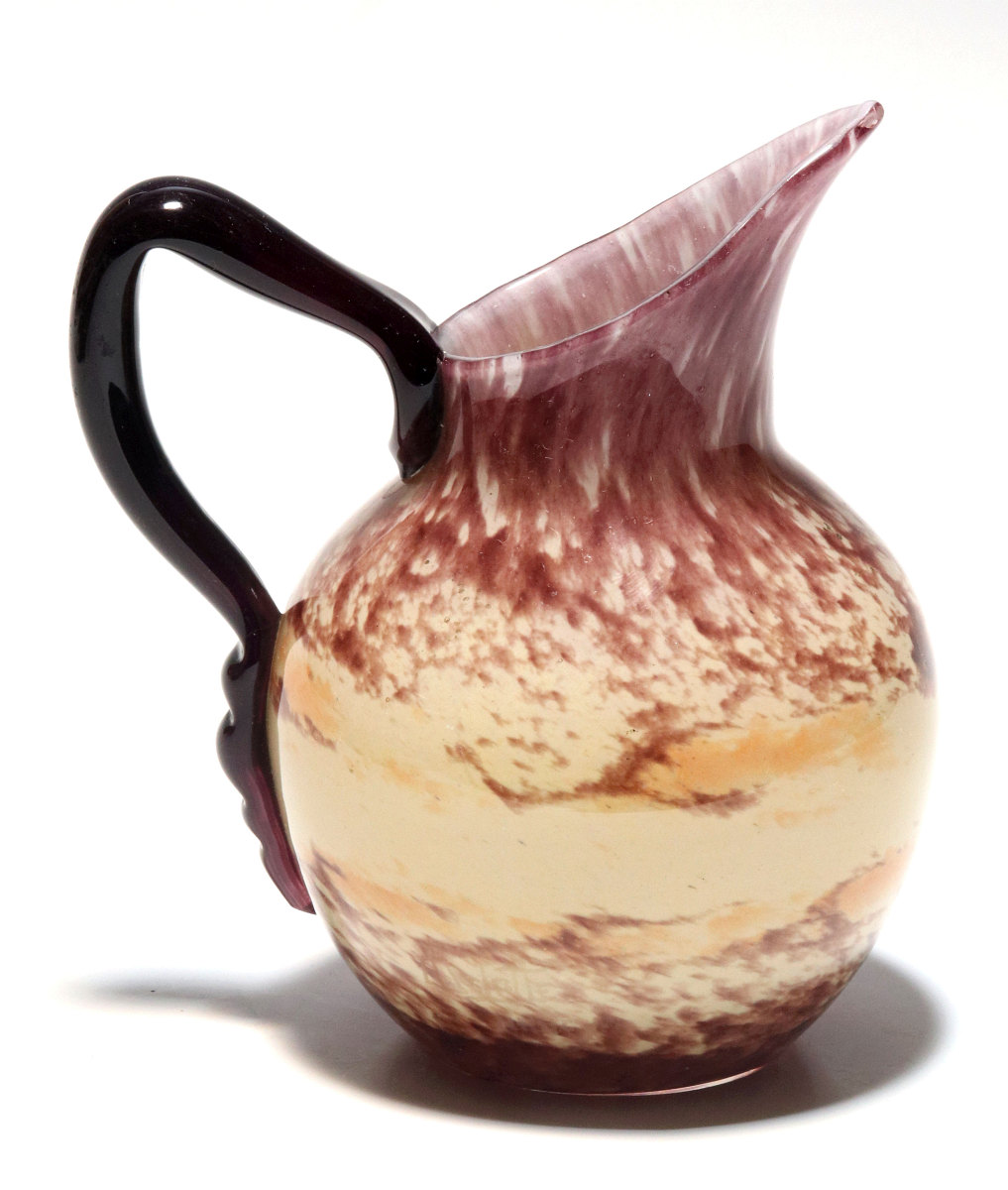 ANDRE DELATTE (1887-1953) FRENCH ART GLASS PITCHER