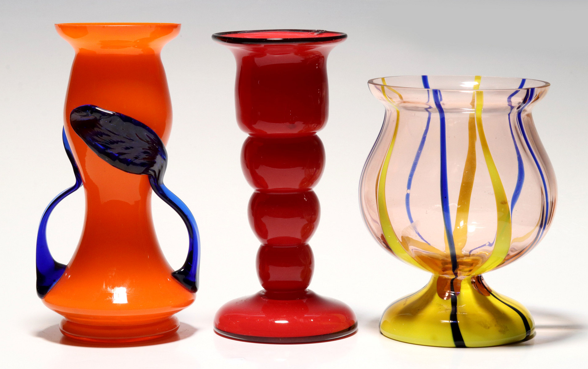 ART GLASS VASES SIGNED CZECHOSLOVAKIA