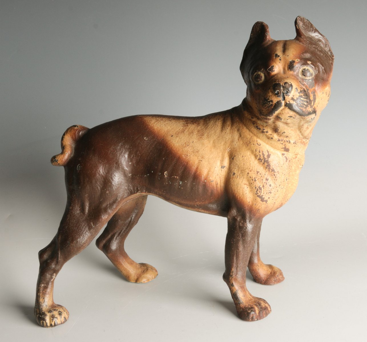 A HUBLEY BOSTON BULL TERRIER CAST IRON DOORSTOP