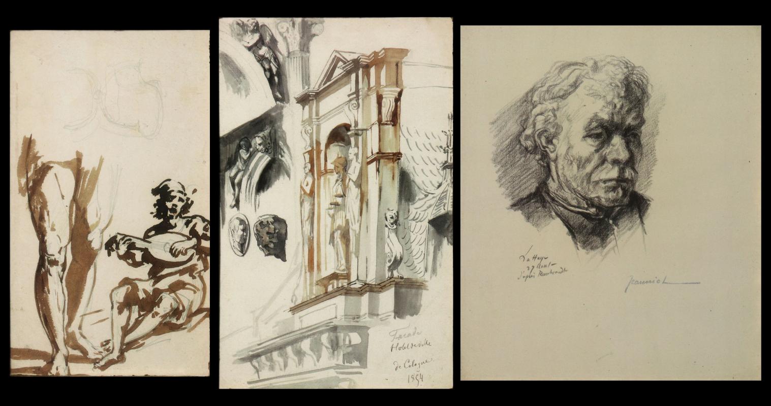 THREE 19TH C. GRAPHITE AND WATERCOLOR STUDIES
