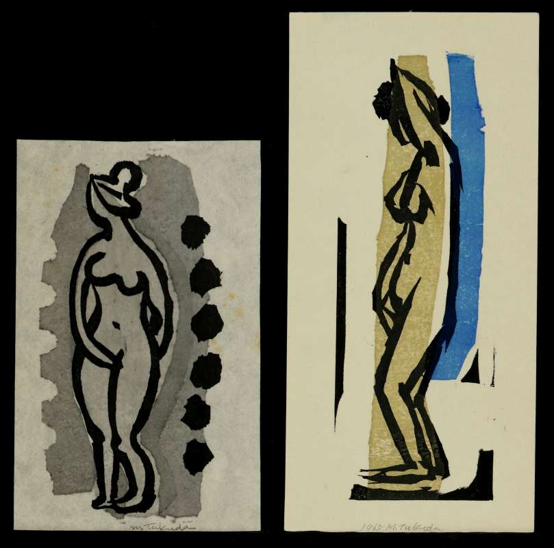 TWO WOODBLOCK REPRINTS SIGNED M. TUKUDA