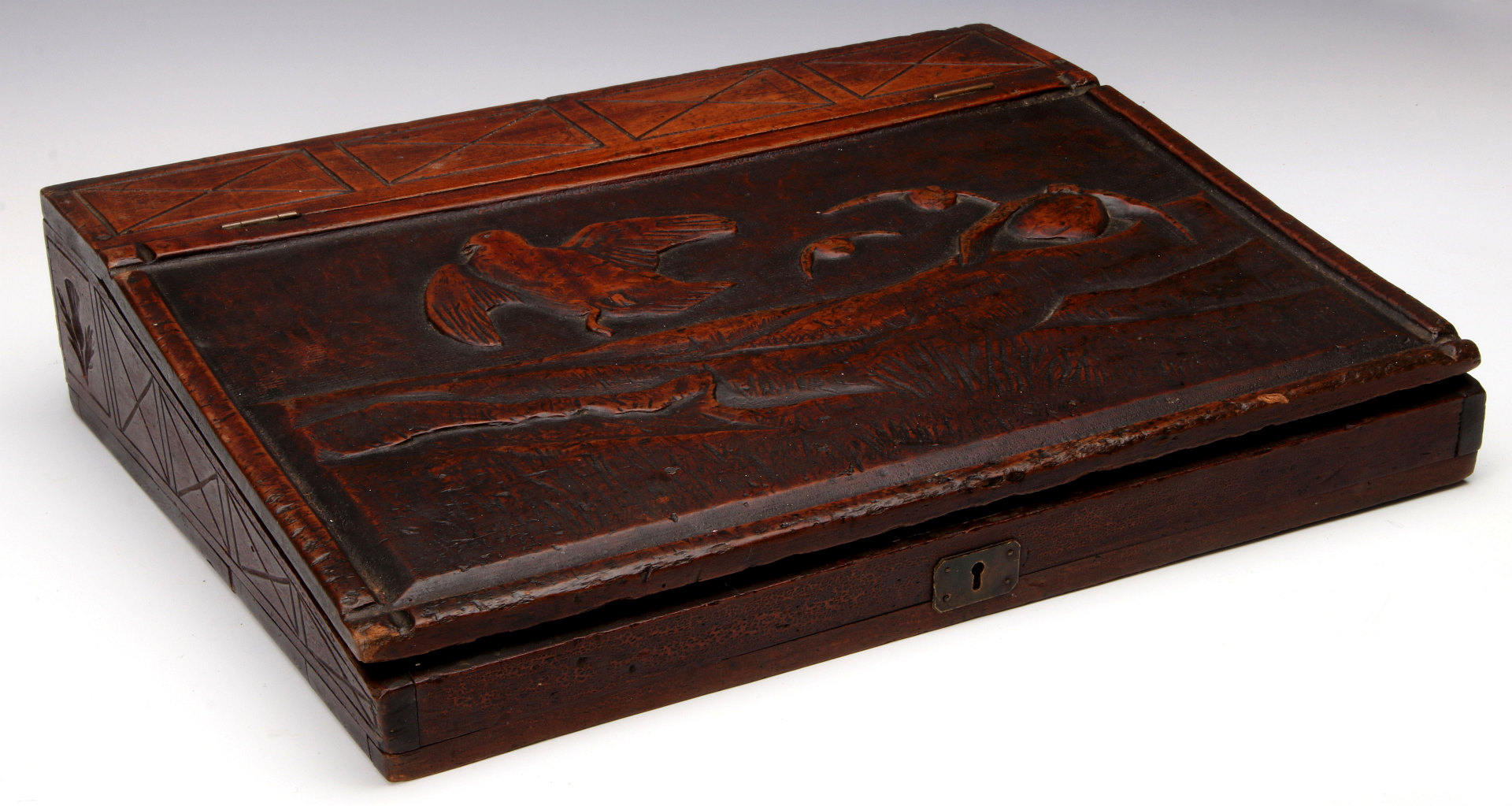 A19TH C.  SCOTTISH CARVED WOOD GAME REGISTER DESK