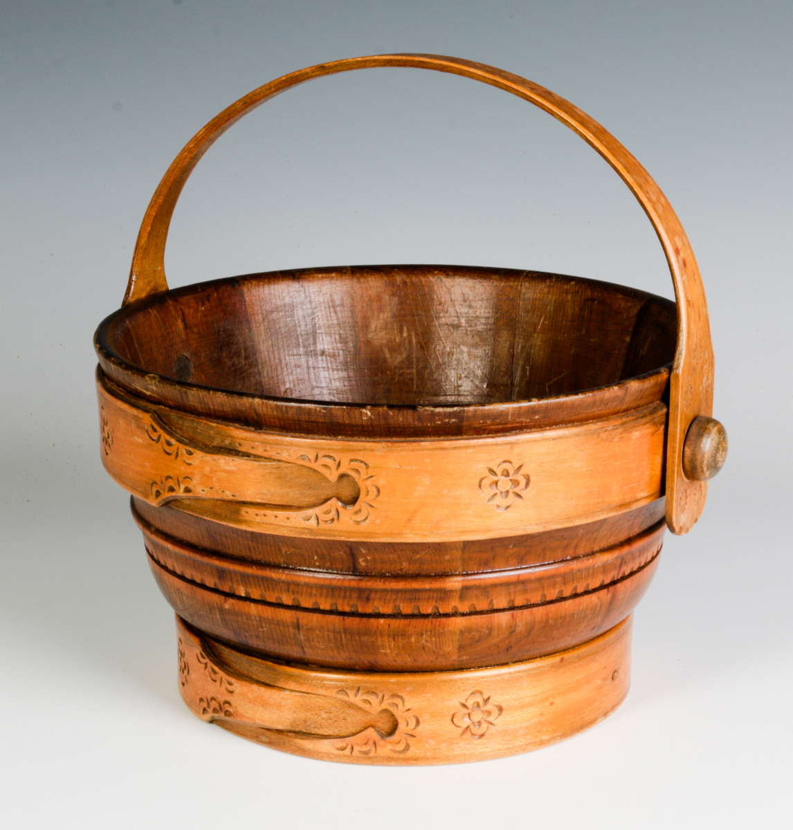 A CIRCA 1900 SCANDINAVIAN WOODEN BUCKET