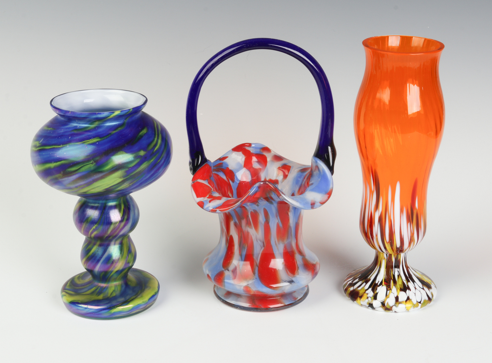 THREE UNUSUAL CZECHOSLOVAKIA ART GLASS OBJECTS