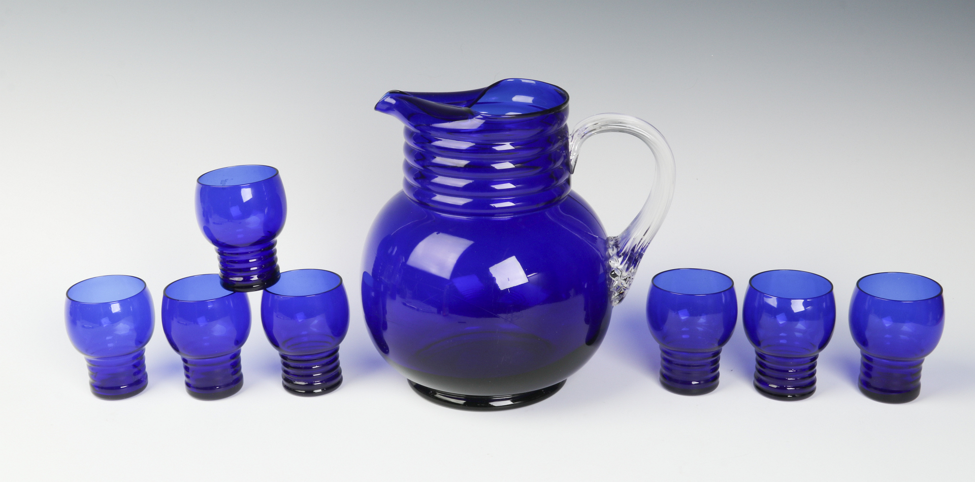 A LOUIE ART DECO COBALT HARPO WATER SET C. 1930s