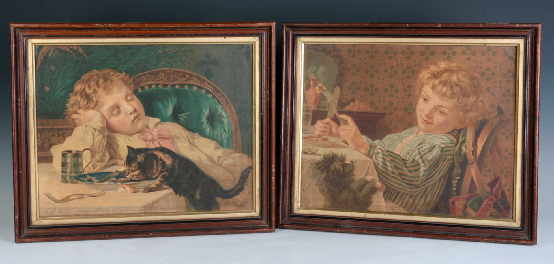 TOW CIRCA 1873 CHROMOLITHOGRAPHS WITH CHILDREN