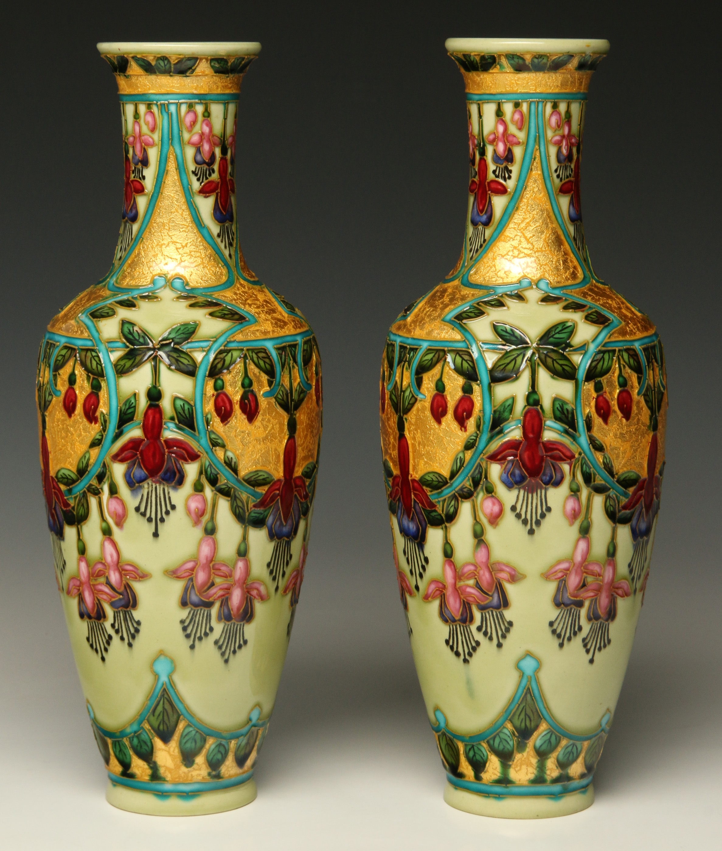 VERY FINE PAUL MILET SEVRES PORCELAIN ENAMEL VASES