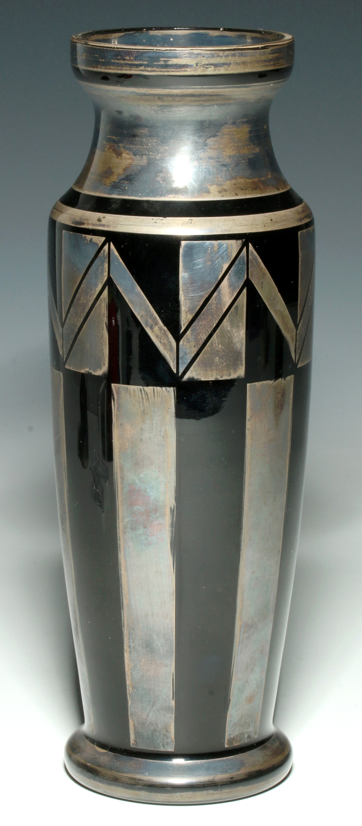 A SILVER RESIST ART DECO VASE MARKED CZECHOSLOVOKI