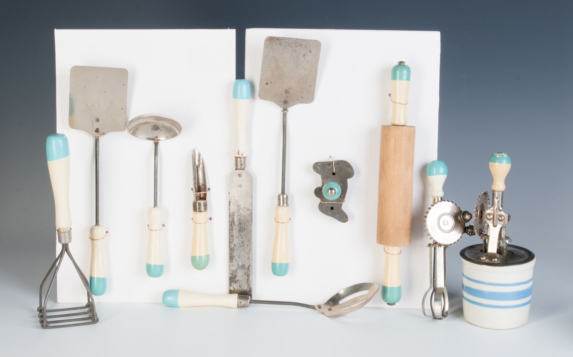 CHILDREN'S KITCHEN TOOLS W/ PAINTED WOOD HANDLES