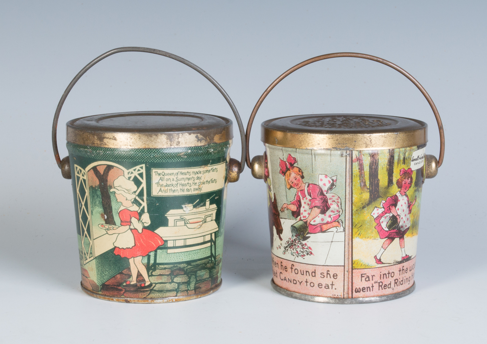 CIRCA 1930S TIN LITHO HARD CANDY TINS W/ RHYMES
