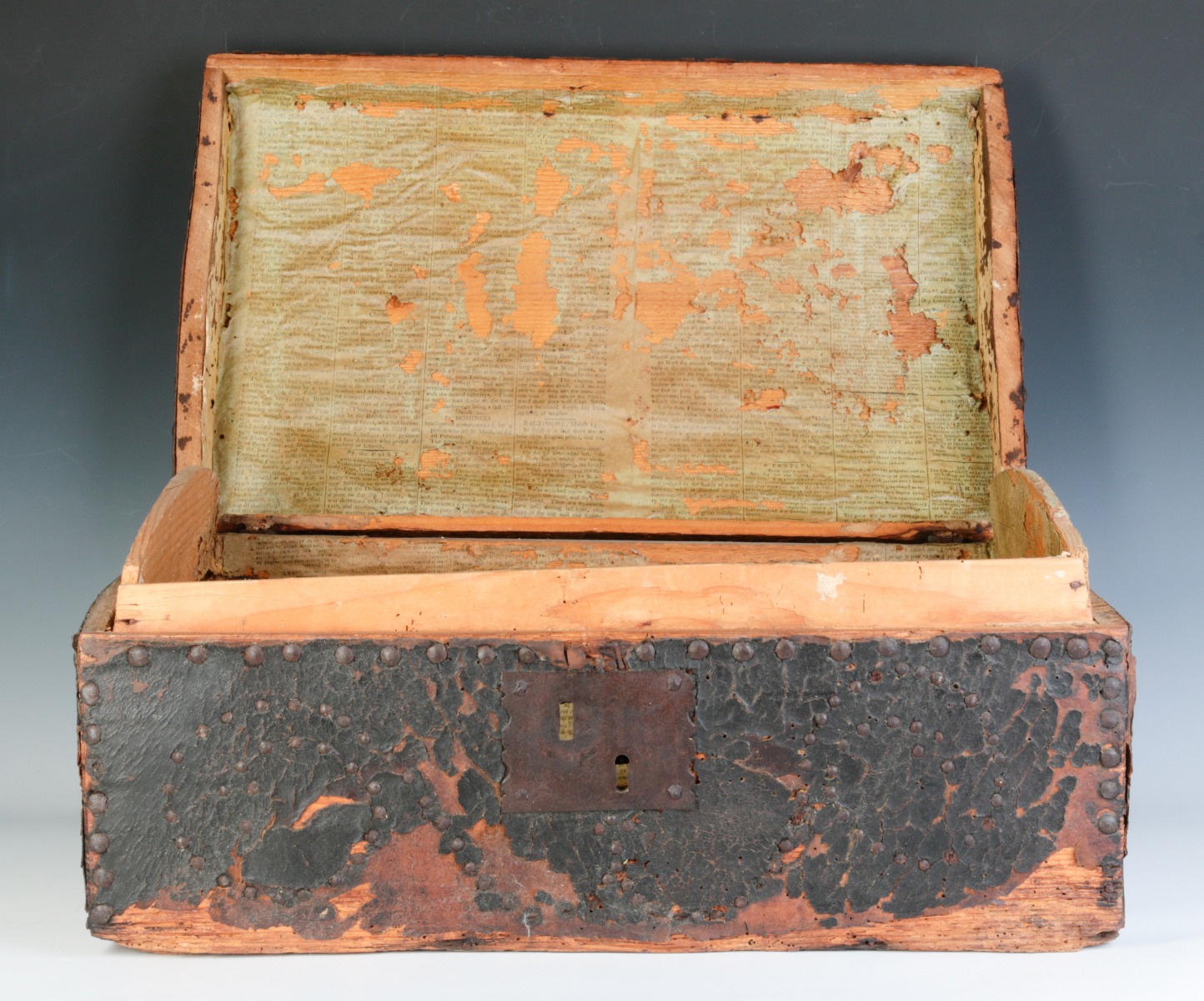 A CIRCA 1800 LEATHER COVERED DOMETOP BOX