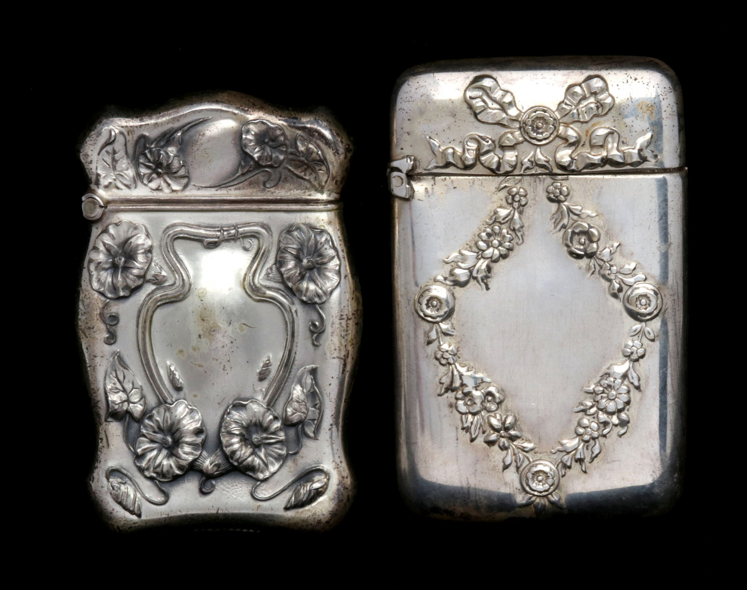 AN ANTIQUE STERLING MATCH SAFE, PLUS ANOTHER