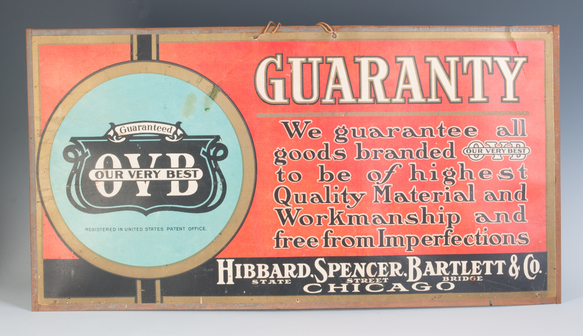 HIBBARD SPENCER BARTLETT SELF-FRAMED SIGN