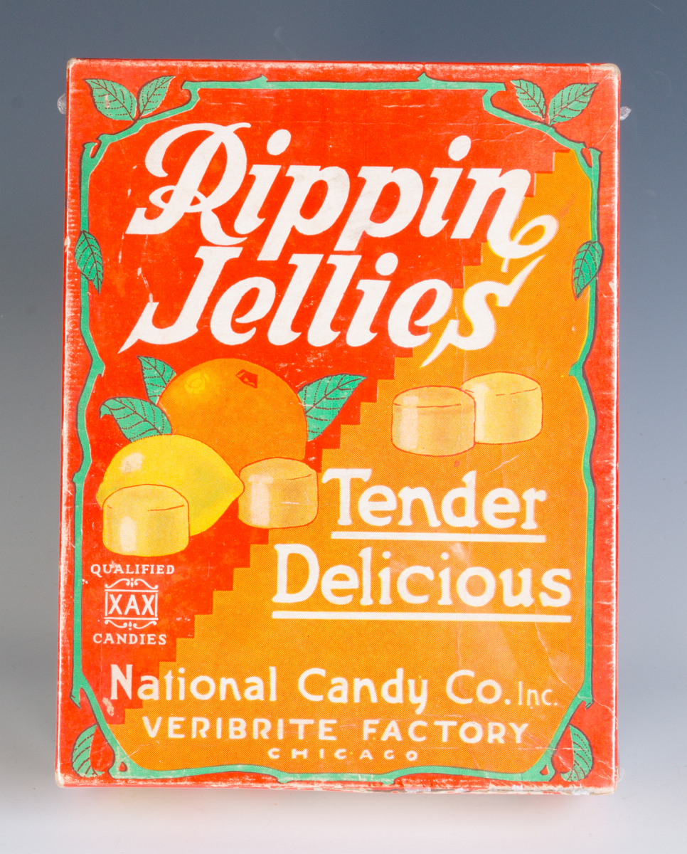 A CIRCA 1915 RIPPIN JELLIES CANDY BOX