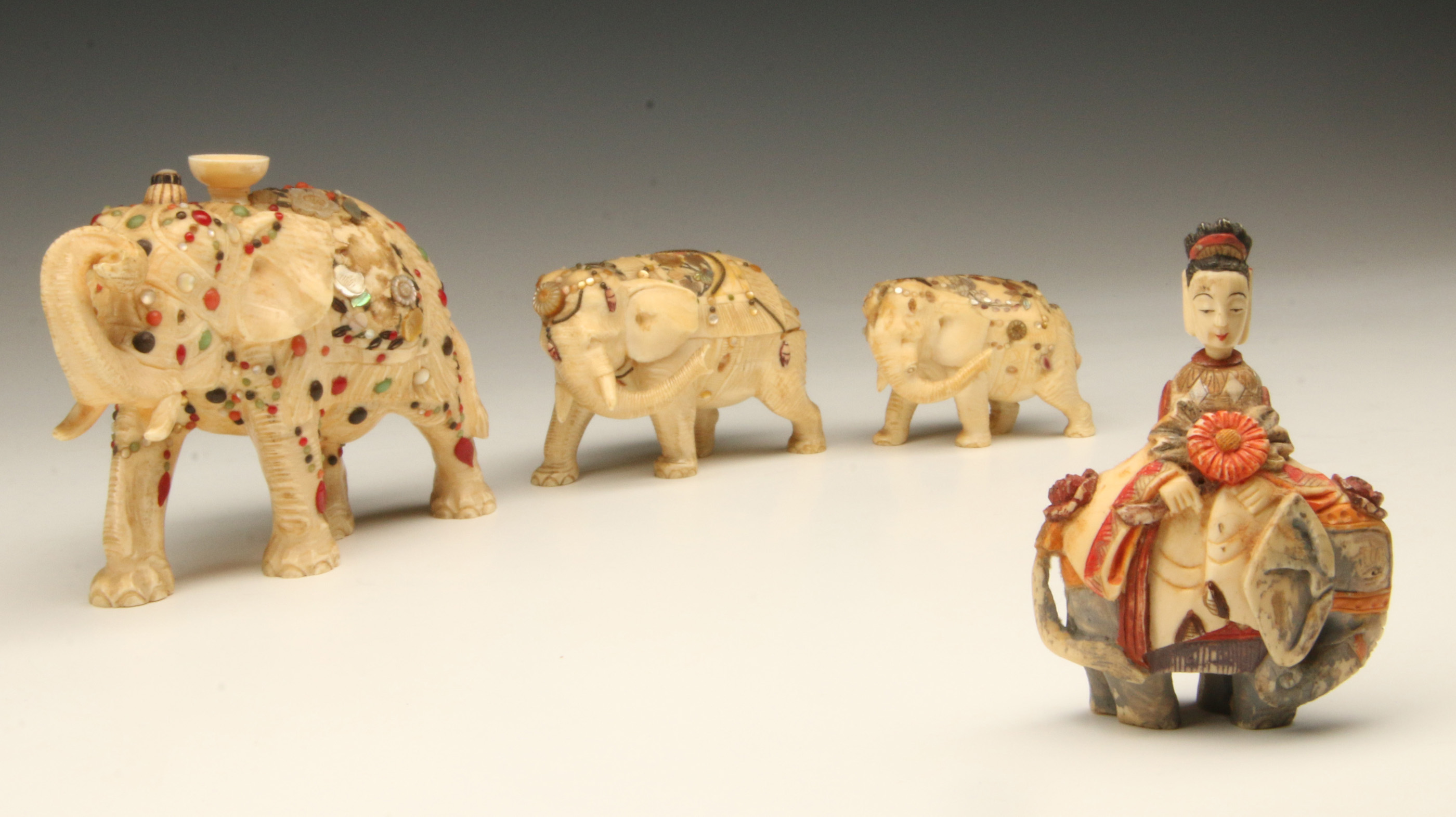 THRE MEIJI PERIOD SHIBAYAMA WORK ELEPHANT FIGURES